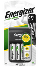 Energizer Base polnilec baterij, 4 AAA baterije, 1300 mAh (E300701501)