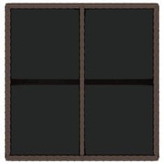 Vidaxl Vrtna miza rjava 109x107x74 cm poli ratan in steklo