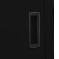 Greatstore Pisarniška omara z drsnimi vrati črna 90x40x180 cm jeklo
