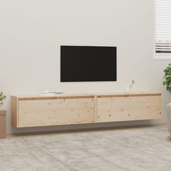 Vidaxl Stenska omarica 2 kosa 100x30x35 cm trdna borovina