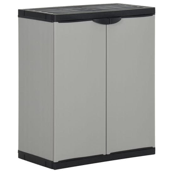 Vidaxl Vrtna omara za odpadke siva in črna 68x40x85 cm PP