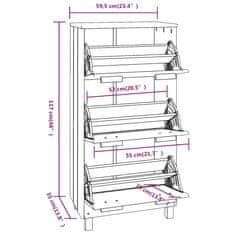 Greatstore Omara za čevlje, medeno rjava, 59,5x35x117 cm, masivni bor