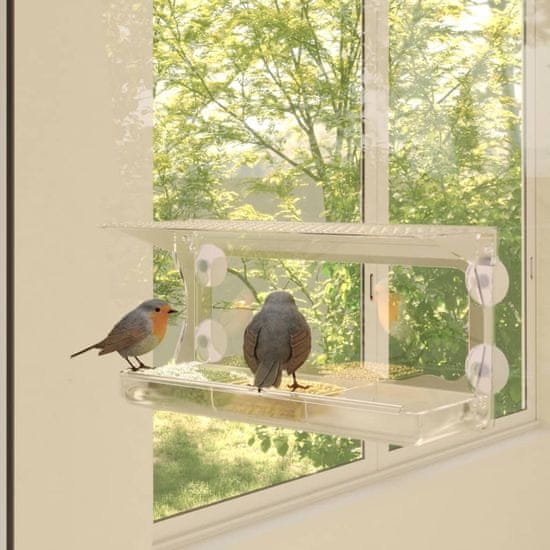 shumee Krmilnice za ptice, za okensko polico, 2 kosa, akril, 30x12x15 cm