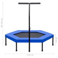 Vidaxl Fitnes trampolin z ročajem in varnostno oblogo šestkoten 122 cm