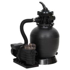 Greatstore Peščeni filter za bazen s 6-smernim ventilom črn