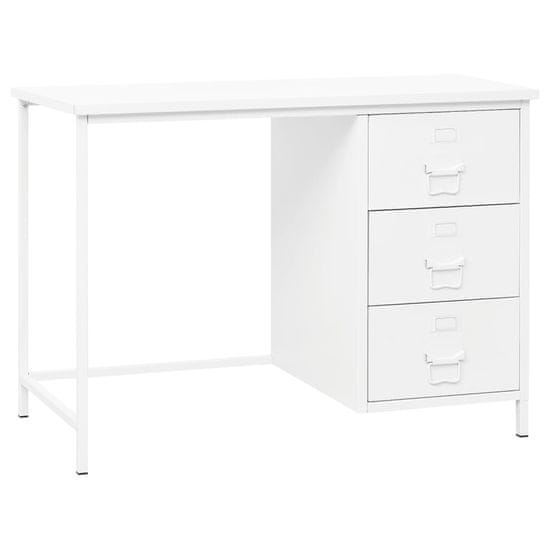 Vidaxl Industrijska pisalna miza s predali bela 105x52x75 cm jeklo