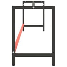 Greatstore Okvir za delovno mizo mat črn in mat rdeč 220x57x79 cm kovinski