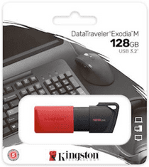 Kingston DT Exodia M USB ključ, 128 GB, drsni priključek, črno rdeč (DTXM/128GB)