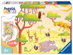 Ravensburger Puzzle & Play Pustolovščina na safariju, 2 x 24 kosov