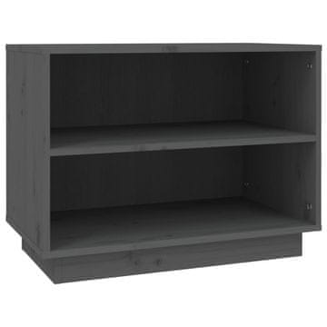 Vidaxl Omarica za čevlje siva 60x34x45 cm trdna borovina