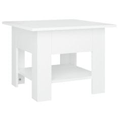 Vidaxl Klubska mizica bela 55x55x42 cm iverna plošča