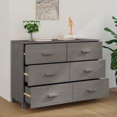 Vidaxl Komoda HAMAR svetlo siva 113x40x80 cm trdna borovina