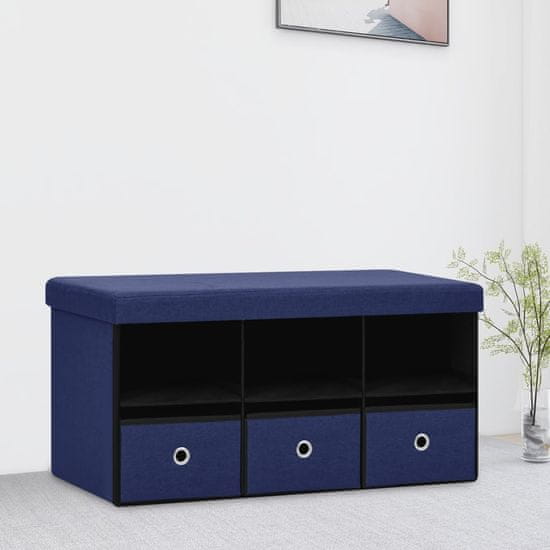 Vidaxl Zložljiva klop za shranjevanje modra 76x38x38 cm umetno platno