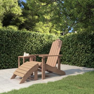 Vidaxl vidaXL Adirondack stol z naslonom za noge, HDPE, rjav
