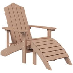 Vidaxl vidaXL Adirondack stol z naslonom za noge, HDPE, rjav