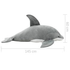 Vidaxl Plišasta igrača delfin siv