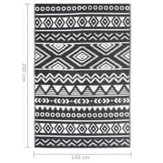 Vidaxl Zunanja preproga ARAKIL črna 140x200 cm PP