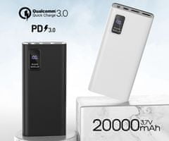 Platinet PMPB20WQC727B polnilna baterija, 20.000 mAh, QC 3.0, PD 3.0, USB-C, črna