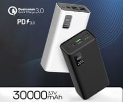 Platinet PMPB30WQC728B polnilna baterija, 30.000 mAh, QC 3.0, PD 3.0, USB-C, črna