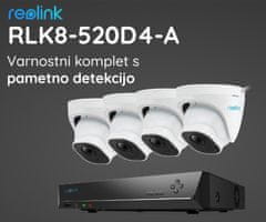 Reolink RLK8-520D4-A komplet snemalnih enot, (2TB HDD), 4x IP kamere RLC-520A, zaznavanje oseb / vozil, 5MP ločljivost, IR LED luči, snemanje zvoka, aplikacija, IP66