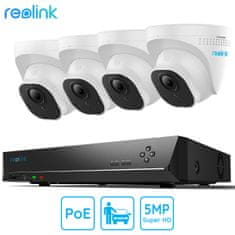 Reolink RLK8-520D4-A komplet snemalnih enot, (2TB HDD), 4x IP kamere RLC-520A, zaznavanje oseb / vozil, 5MP ločljivost, IR LED luči, snemanje zvoka, aplikacija, IP66