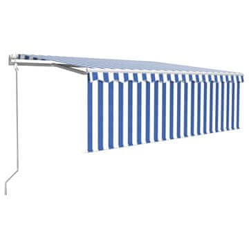 Vidaxl Avtomatsko zložljiva tenda s senčilom 4,5x3 m modra in bela