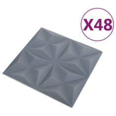 shumee 3D stenski paneli 48 kosov 50x50 cm origami sivi 12 m²