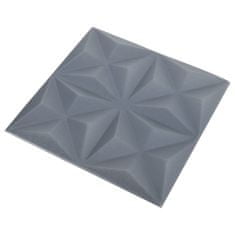 shumee 3D stenski paneli 24 kosov 50x50 cm origami sivi 6 m²