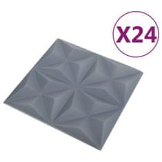 shumee 3D stenski paneli 24 kosov 50x50 cm origami sivi 6 m²