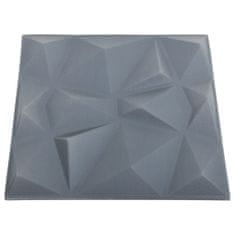 shumee 3D stenski paneli 48 kosov 50x50 cm diamantno sivi 12 m²
