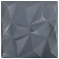 Vidaxl 3D stenski paneli 48 kosov 50x50 cm diamantno sivi 12 m²