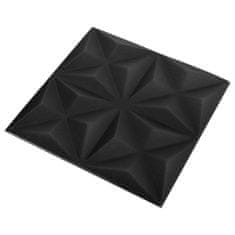 shumee 3D stenski paneli 48 kosov 50x50 cm origami črni 12 m²