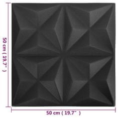 shumee 3D stenski paneli 48 kosov 50x50 cm origami črni 12 m²