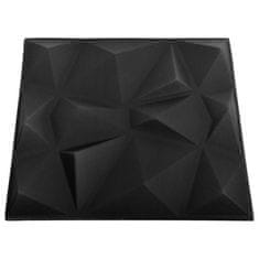 Vidaxl 3D stenski paneli 24 kosov 50x50 cm diamantno črni 6 m²