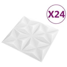 shumee 3D stenski paneli 24 kosov 50x50 cm origami beli 6 m²