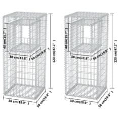 shumee Gabion stebriček / korito za rastline 2 kosa jeklo 50x50x120 cm