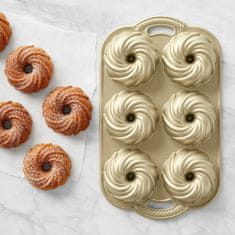 NordicWare Kalup za šest majhnih piškotov WATER SWIRL zlat