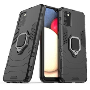 MG Ring Armor plastika ovitek za Samsung Galaxy A03s, črna