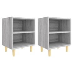 Vidaxl Nočna omarica z lesenimi nogami 2 kosa siva sonoma 40x30x50 cm