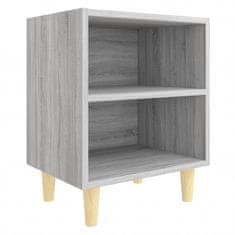 Vidaxl Nočna omarica z lesenimi nogami 2 kosa siva sonoma 40x30x50 cm