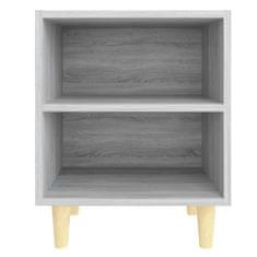 Vidaxl Nočna omarica z lesenimi nogami 2 kosa siva sonoma 40x30x50 cm