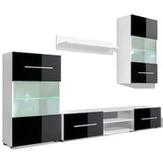 shumee 5-Delni komplet pohištva TV enota in LED osvetlitev črne barve