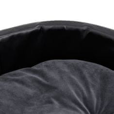 Greatstore Pasja postelja črna in temno siva 69x59x19 cm pliš in um. usnje