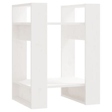 Vidaxl Knjižna omara/pregrada bela 41x35x57 cm trdna borovina