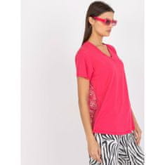 FANCY Ženska bluza s čipko in kratkimi rokavi, asimetrična ABBIE roza FA-BZ-7724.92P_386356 Univerzalni
