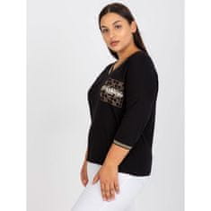 RELEVANCE Ženska plus velikost bluza z aplikacijo s kamenčki EVERYDAY črna RV-BZ-7769.68_387461 Univerzalni
