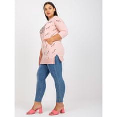 RELEVANCE Ženske dolge plus velikost bluze z žepi IVETTE roza RV-BZ-7036.02P_387137 Univerzalni