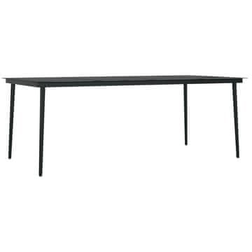 Vidaxl Vrtna jedilna miza črna 200x100x74 cm jeklo in steklo