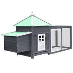 Vidaxl Kokošnjak z gnezdom siv 190x72x102 cm trden les jelke