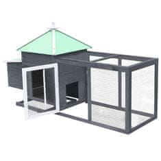 Vidaxl Kokošnjak z gnezdom siv 190x72x102 cm trden les jelke